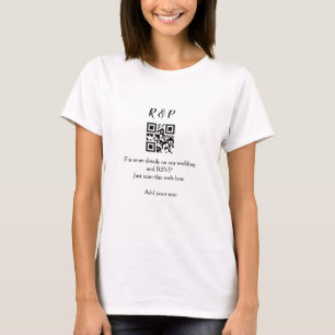 Wedding website rsvp q r code add name text thr T-Shirt