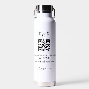Wedding website rsvp q r code add name text thr water bottle