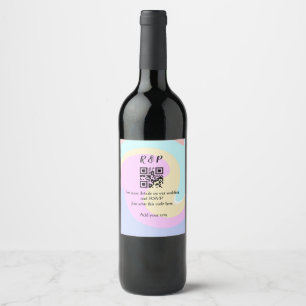 Wedding website rsvp q r code add name text wine label