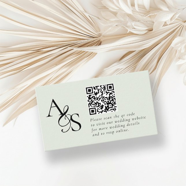 Wedding Website, RSVP, QR-Code, Elegant, Monogram Enclosure Card (Creator Uploaded)