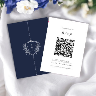 Wedding Website RSVP QR Code Photo navy Enclosure Card