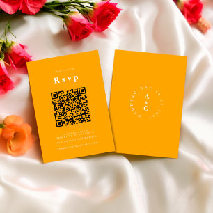  Wedding Website   RSVP QR Code Photo orange  Card