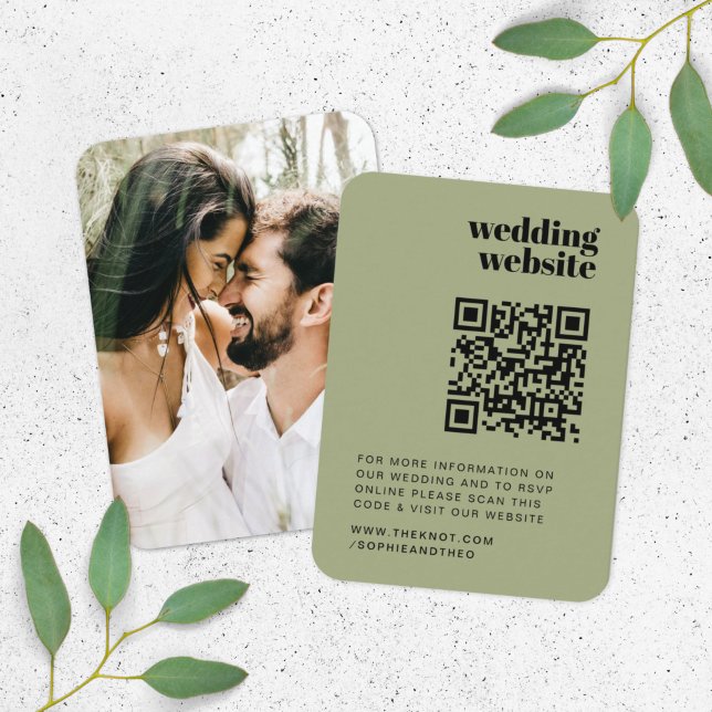 Wedding Website | RSVP QR Code Photo Retro Enclosure Card (Direct guests seamlessly to your wedding website using this retro QR code photo enclosure card)
