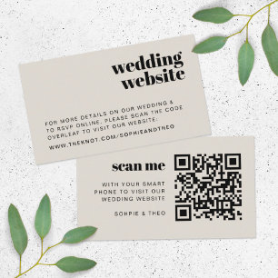 Wedding Website   RSVP Scannable QR Code Retro Enclosure Card