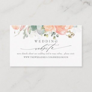Wedding Website Sage and Peach Foliage Business Card