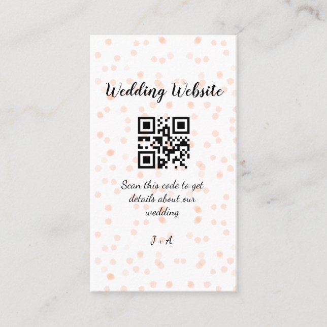 Wedding website scan QR code for details orange so Business Card (Front)