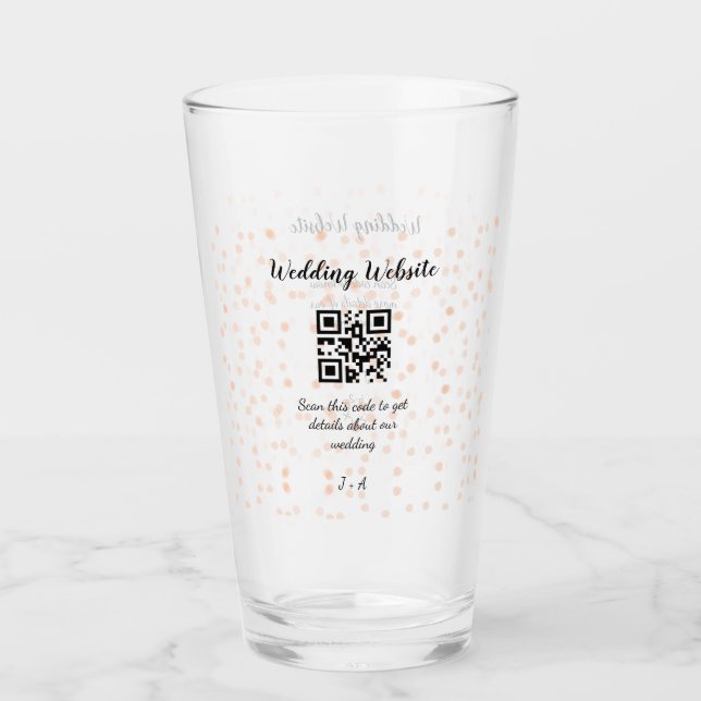 Wedding website scan QR code for details orange so Glass (Front)