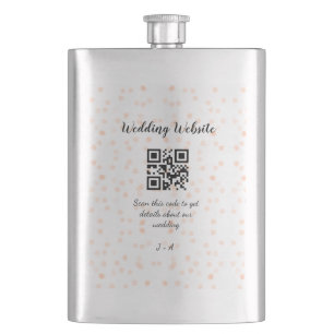 Wedding website scan QR code for details orange so Hip Flask