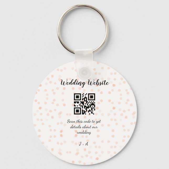 Wedding website scan QR code for details orange so Key Ring (Front)