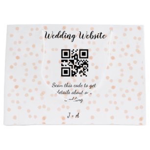 Wedding website scan QR code for details orange so Large Gift Bag