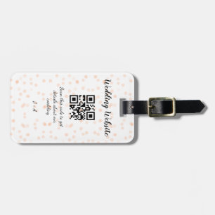 Wedding website scan QR code for details orange so Luggage Tag