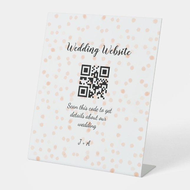 Wedding website scan QR code for details orange so Pedestal Sign (Front)