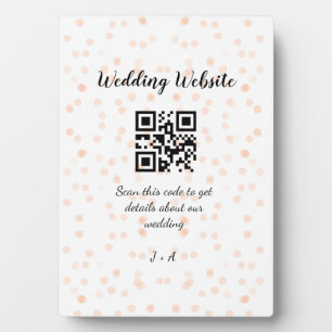 Wedding website scan QR code for details orange so Plaque