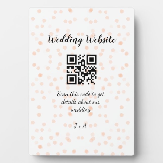 Wedding website scan QR code for details orange so Plaque (Front)