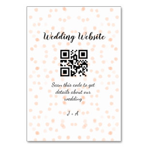 Wedding website scan QR code for details orange so Table Number