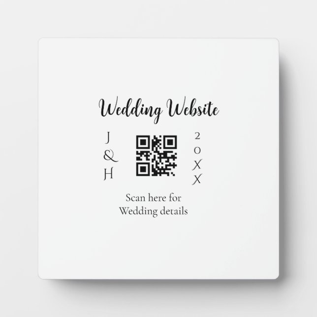 WEDDING WEBSITE SCAN QR COUPLE NAME YEAR SIMPLE MI PLAQUE (Front)