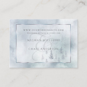 Wedding Website   Silver Blue Winter Wonderland Enclosure Card