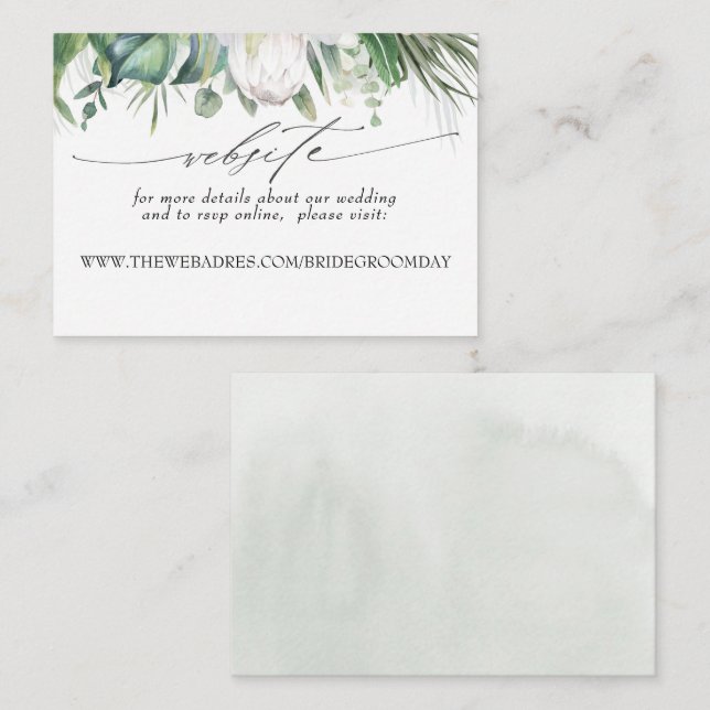 Wedding Website Soft White Flowers Business Card (Front/Back)