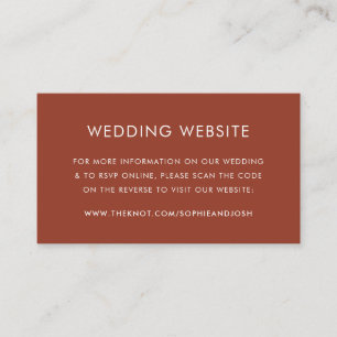 Wedding Website Terracotta Burnt Orange QR Code Enclosure Card