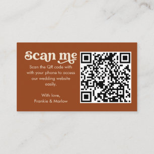 Wedding Website Terracotta Retro RSVP QR Code Enclosure Card