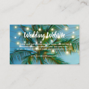 Wedding Website Tropical Beach String Lights Ombre Business Card