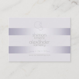 Wedding Website    Violet Shimmer Stripes Monogram Business Card