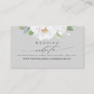 Wedding Website White Flowers Business Card
