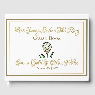 Wedding Weekend Activity Golf Gold & White Photo Guest Book
