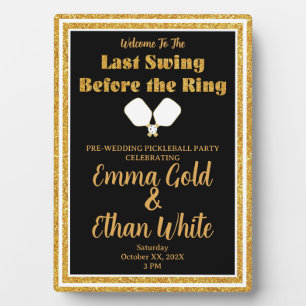 Wedding Weekend Activity Pickleball Black & Gold Plaque