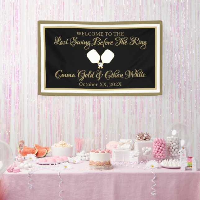 Wedding Weekend Activity Pickleball Gold & White Banner (Party)