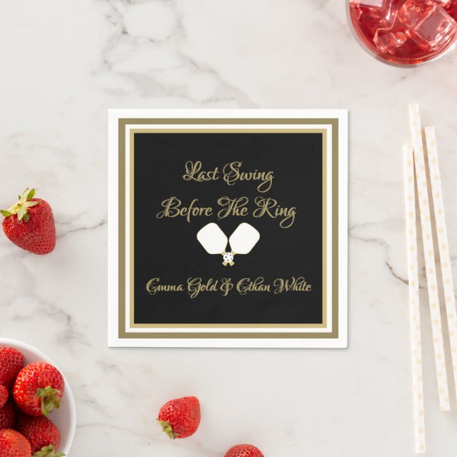 Wedding Weekend Activity Pickleball Gold & White Napkin (Insitu)