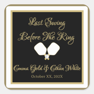 Wedding Weekend Activity Pickleball Gold & White Square Sticker