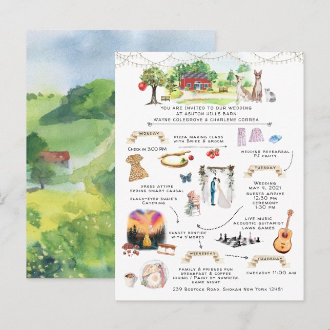 Wedding Weekend Ashton Hills Itinerary Invitation (Front/Back)