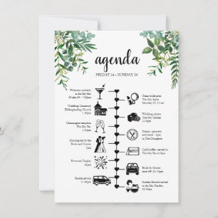 Wedding Weekend Greenery Guest Agenda  Advice Card