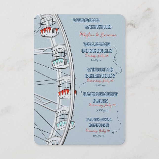 Wedding Weekend Illustrated Ferris Wheel Enclosure Card (Front)