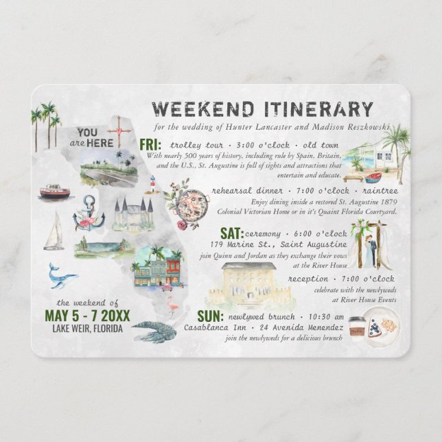 Wedding Weekend in Florida Itinerary Card (Front)