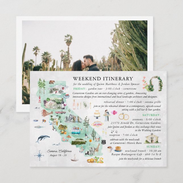 Wedding Weekend in Napa | Itinerary Card (Front/Back)
