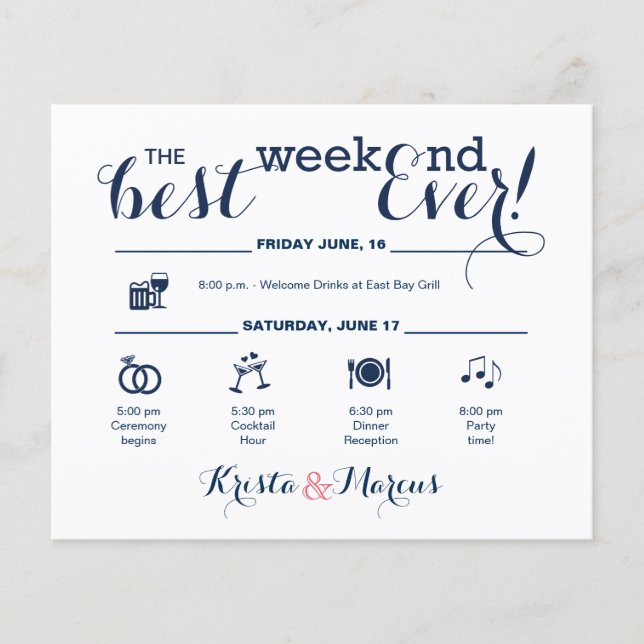 Wedding Weekend Itinerary (Front)