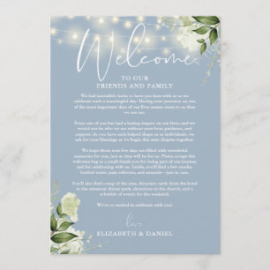 Wedding Weekend Itinerary Dusty Blue Floral Programme