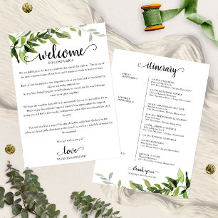 Wedding Weekend Itinerary Elegant Greenery Invitat Invitation