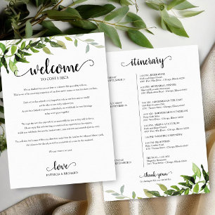 Wedding Weekend Itinerary Elegant Greenery Invitation