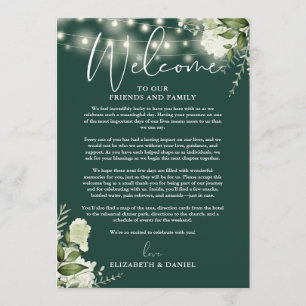 Wedding Weekend Itinerary Emerald Green Floral Programme