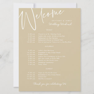 Wedding Weekend Itinerary Gold Welcome Card