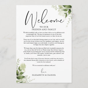 Wedding Weekend Itinerary Greenery Floral Programme