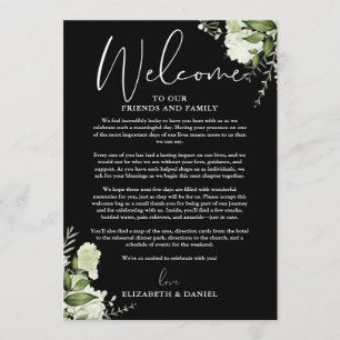 Wedding Weekend Itinerary Greenery Floral Programme