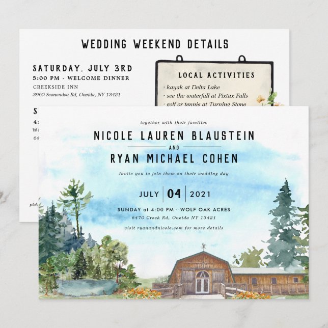 Wedding Weekend Itinerary & Invitation (Front/Back)