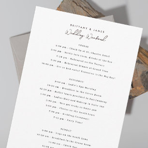 Wedding Weekend Itinerary Invitation