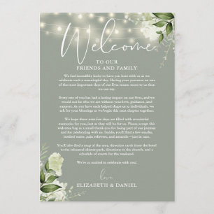 Wedding Weekend Itinerary Sage Green Floral Programme