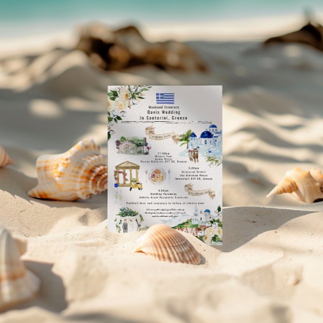 Wedding Weekend Itinerary | Santorini Greece Invitation (Creator Uploaded)