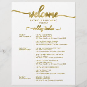Wedding Weekend Itinerary Simple Chic Timeline